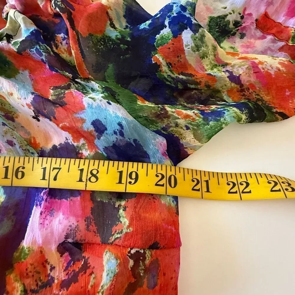 Yuka Beach YB Sheer Watercolor Floral Swimsuit Cover Up Sz L Beach, Swim, Vacay